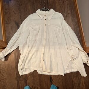 Free people gauze White Button-Up Shirt